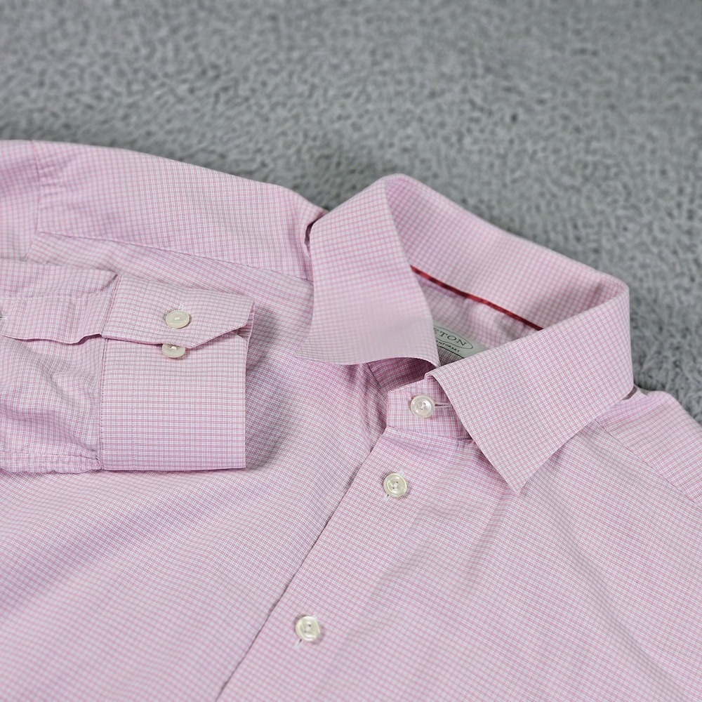 Eton Shirt Mens 16.5 42 Pink Micro Check Contemporary Spread Collar Button Up
